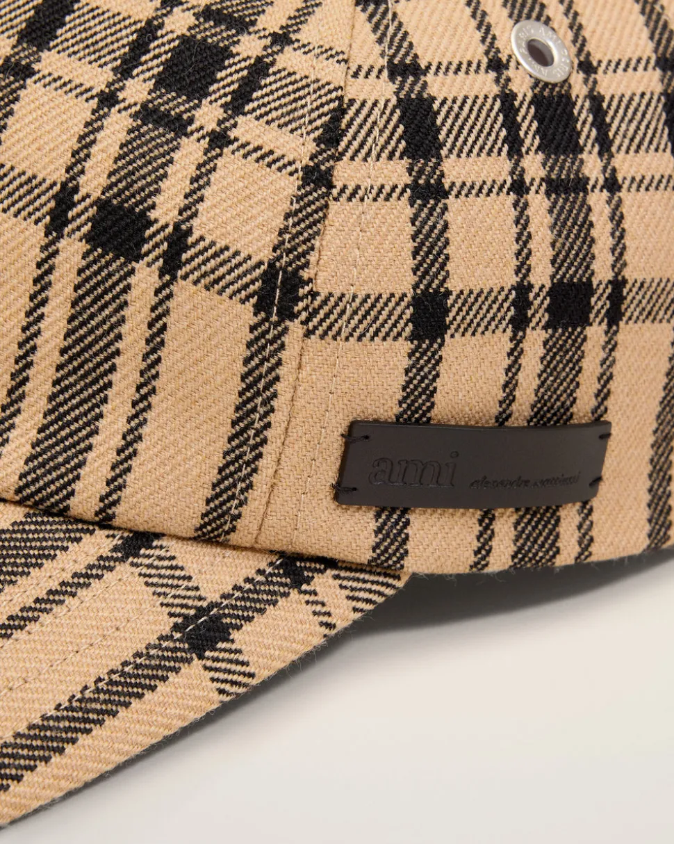 Casquette Marron A Carreaux En Laine