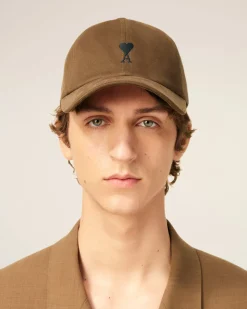 Casquette Marron Broderie Ami De Coeur En Coton