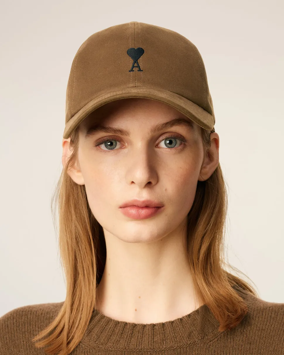 Casquette Marron Broderie Ami De Coeur En Coton