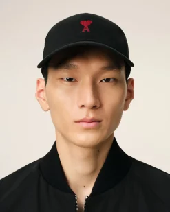 Casquette Noire Broderie Ami De Coeur En Coton Gabardine