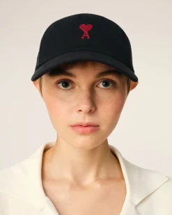 Casquette Noire Broderie Ami De Coeur En Coton Gabardine
