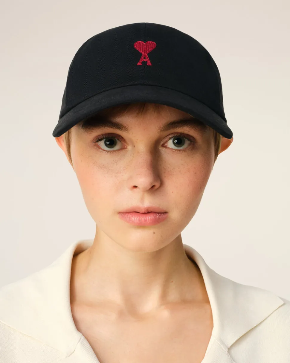 Casquette Noire Broderie Ami De Coeur En Coton Gabardine