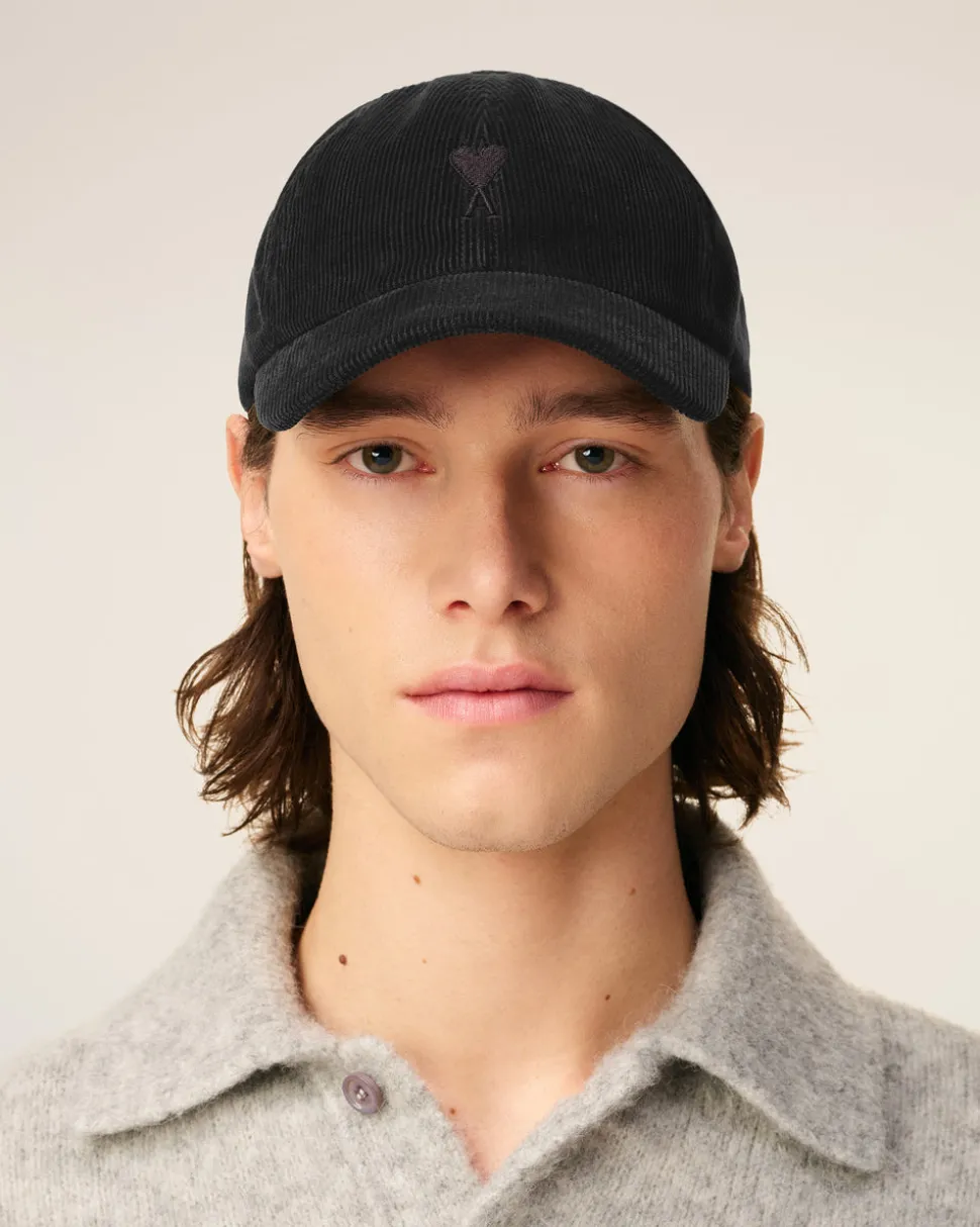 Casquette Noire Broderie Ami De Coeur Velours En Coton