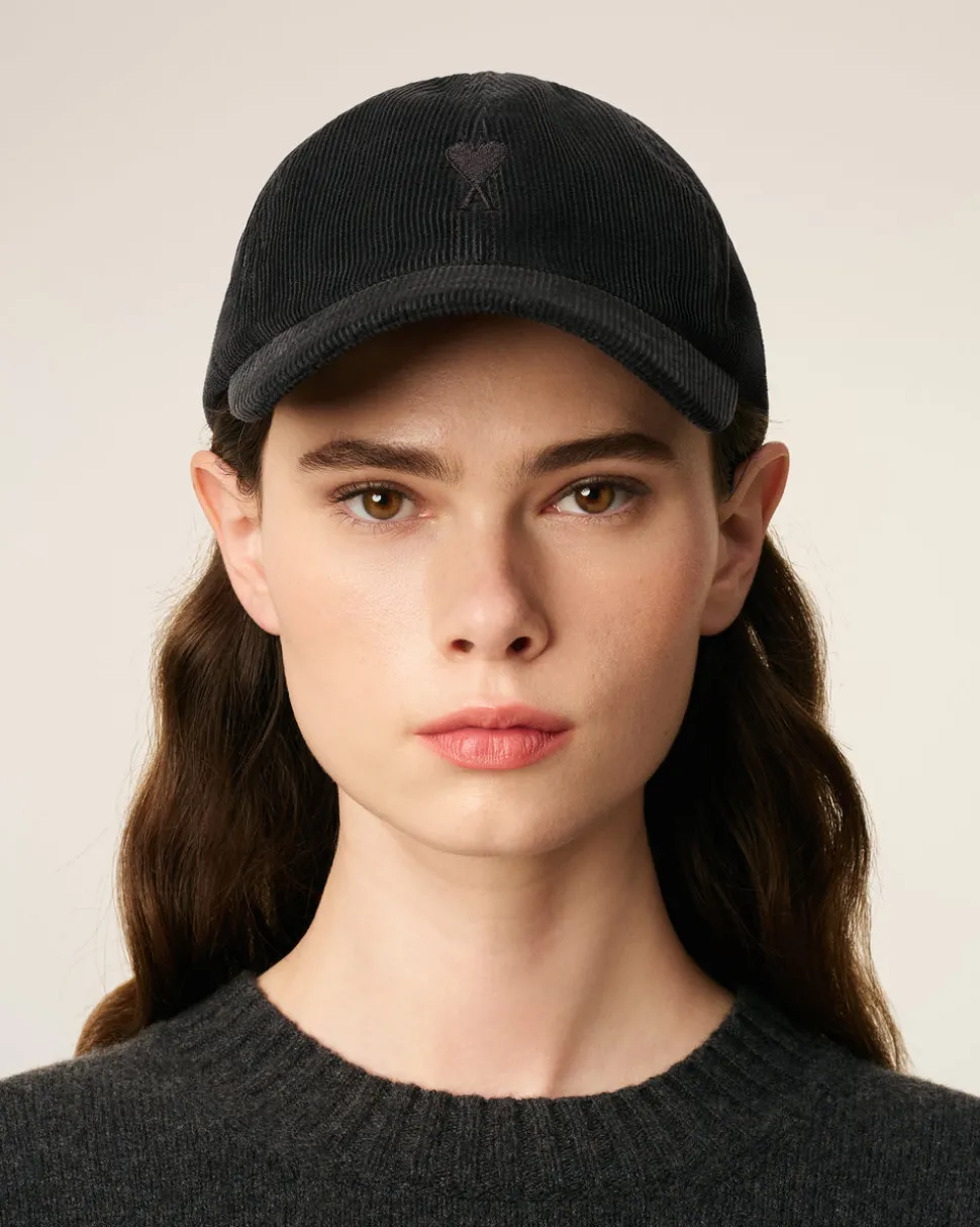 Casquette Noire Broderie Ami De Coeur Velours En Coton