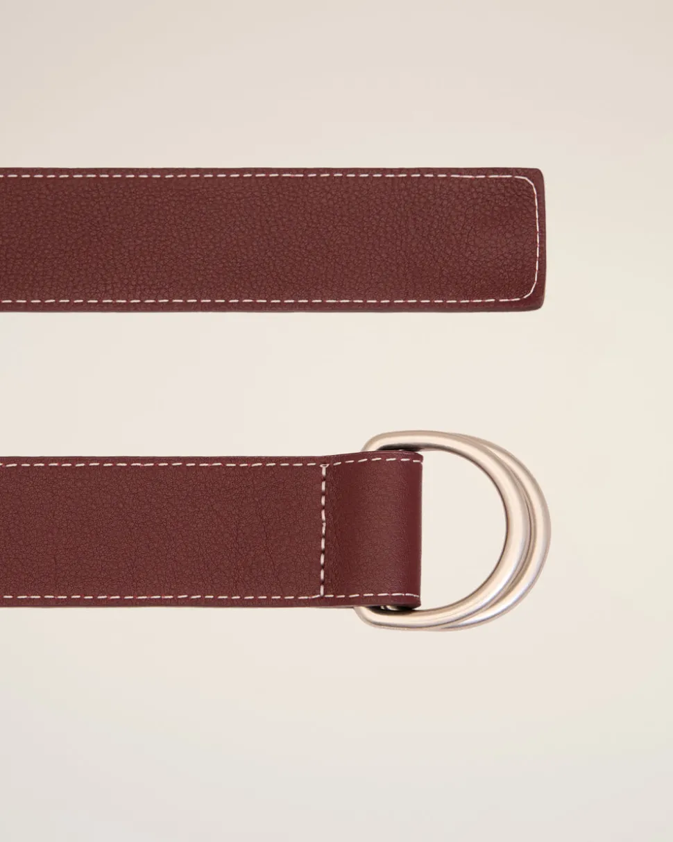 Ceinture Bordeaux Boucle Double 35Mm En Cuir Souple
