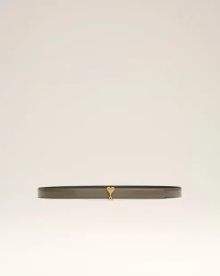 Ceinture Marron Boucle Ami De Coeur 25Mm En Cuir Glacé