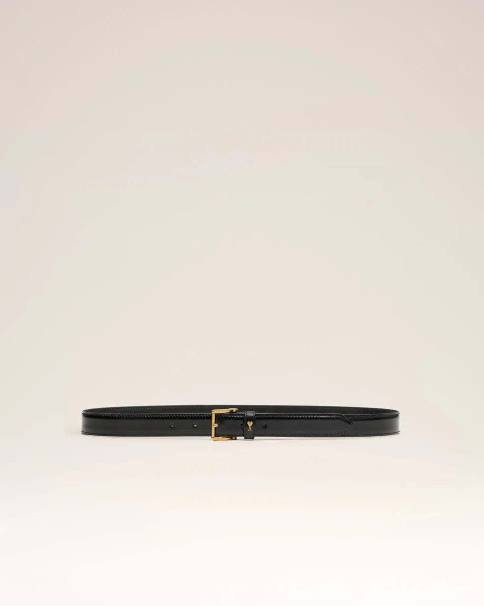 Ceinture Noire Paris Paris 25 Mm En Cuir Glacé