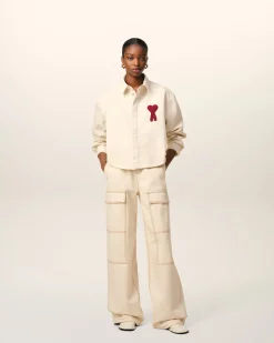Chemise Beige Cropped Ami de Coeur En Coton