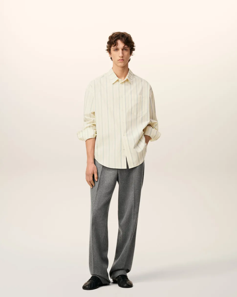 Chemise Beige Rayée En Coton