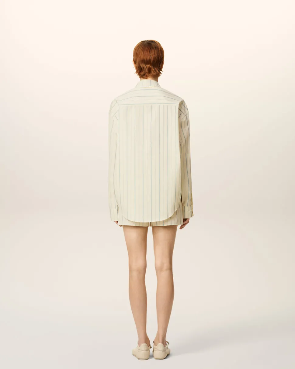 Chemise Beige Rayée En Coton