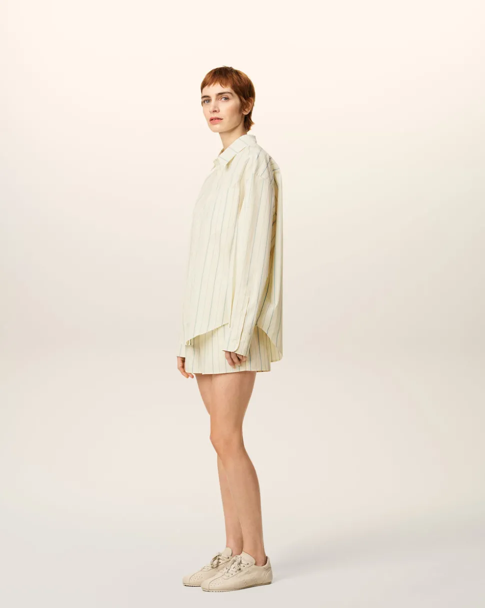 Chemise Beige Rayée En Coton