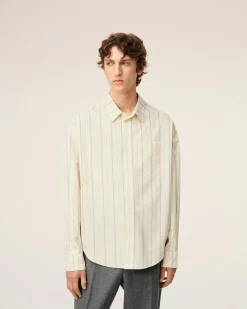 Chemise Beige Rayée En Coton