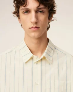 Chemise Beige Rayée En Coton