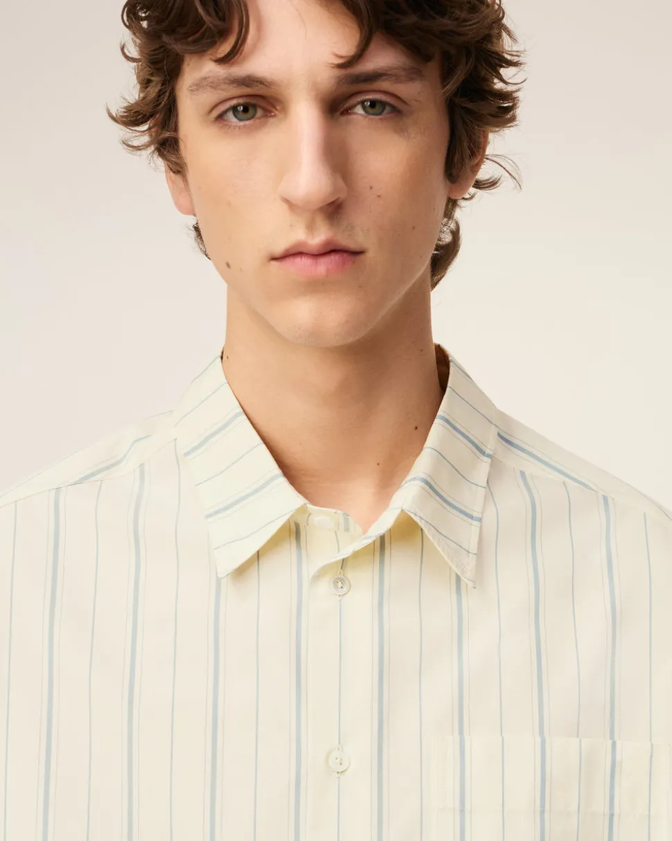 Chemise Beige Rayée En Coton