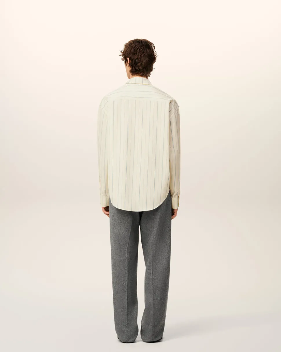 Chemise Beige Rayée En Coton