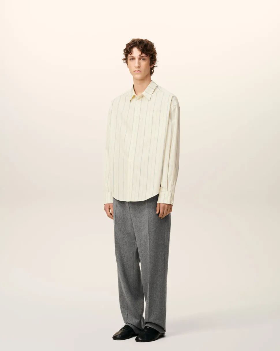 Chemise Beige Rayée En Coton