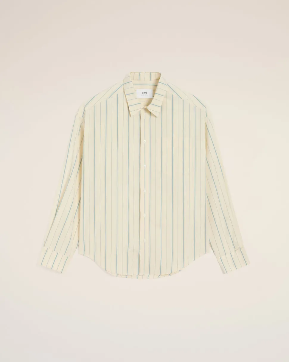 Chemise Beige Rayée En Coton