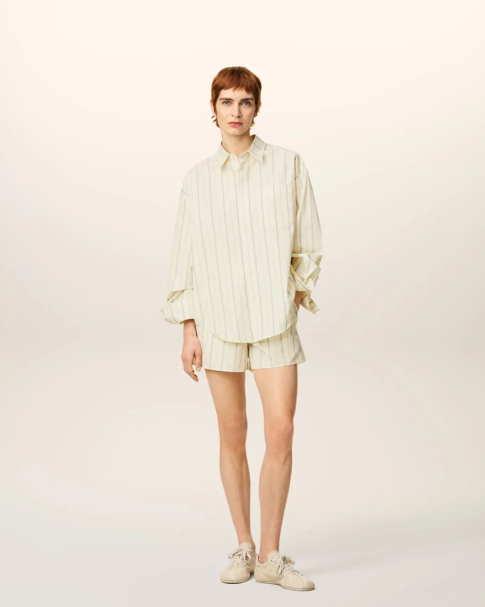 Chemise Beige Rayée En Coton