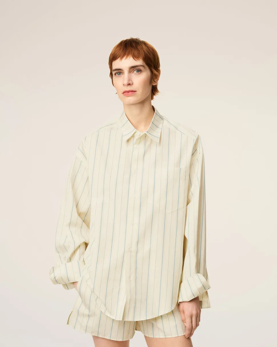 Chemise Beige Rayée En Coton