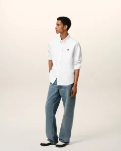 Chemise Blanche Col Boutonné Ami De Coeur En Coton