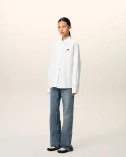 Chemise Blanche Col Boutonné Ami De Coeur En Coton