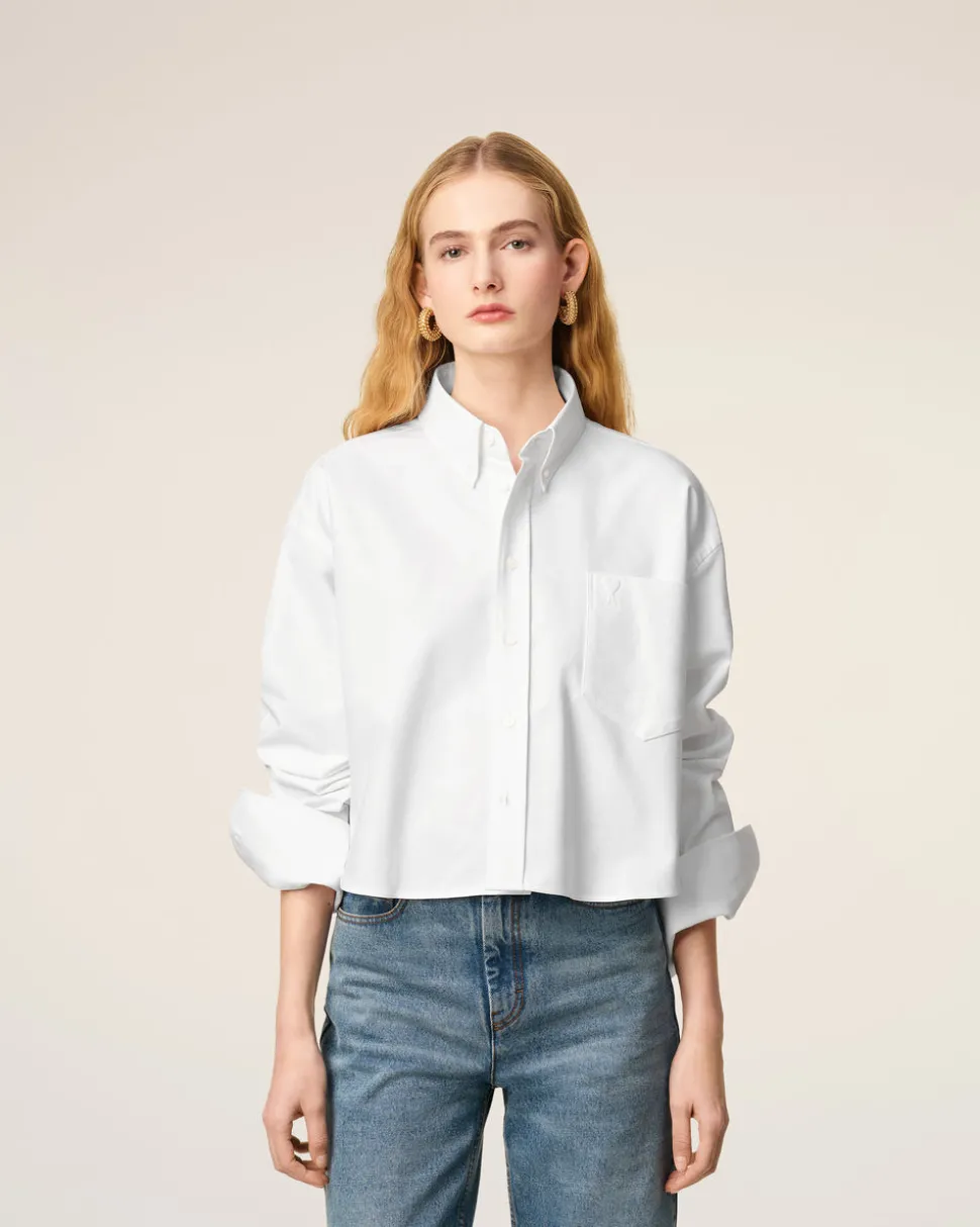 Chemise Blanche Croppée Oversize Ami De Coeur En Coton