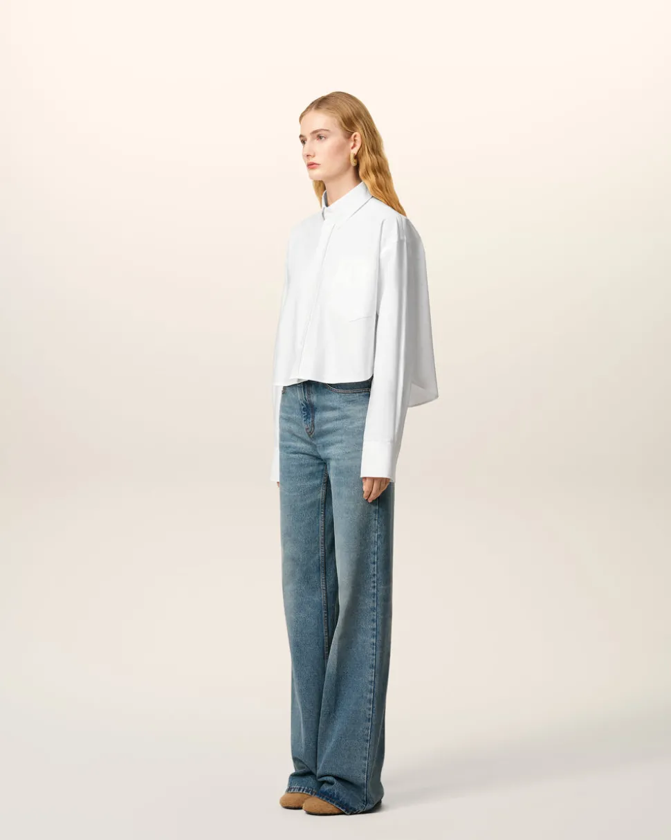 Chemise Blanche Croppée Oversize Ami De Coeur En Coton
