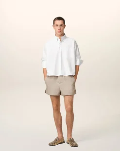 Chemise Blanche Cropped Oversize En Coton