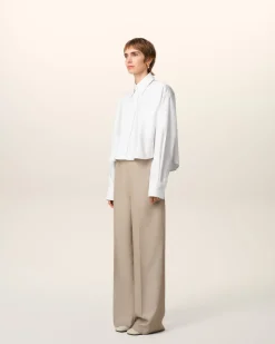 Chemise Blanche Cropped Oversize En Coton
