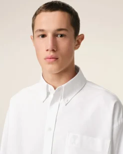 Chemise Blanche Cropped Oversize En Coton