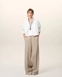 Chemise Blanche Cropped Oversize En Coton