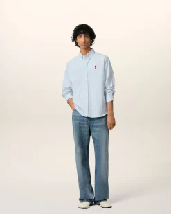 Chemise Bleu Col Boutonné Ami De Coeur En Coton