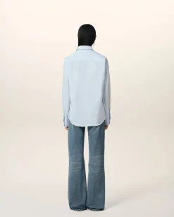 Chemise Bleu Col Boutonné Ami De Coeur En Coton