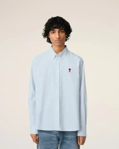 Chemise Bleu Col Boutonné Ami De Coeur En Coton