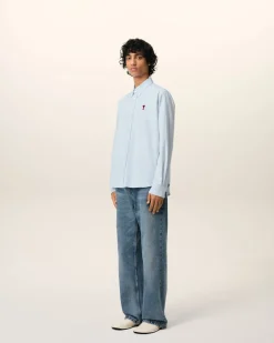 Chemise Bleu Col Boutonné Ami De Coeur En Coton