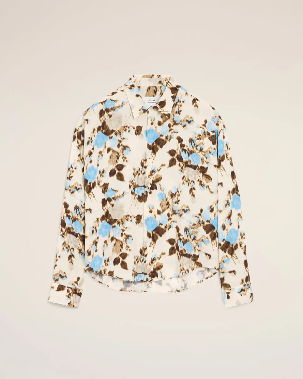 Chemise Bleue Boxy Bleue Imprimé Fleuris