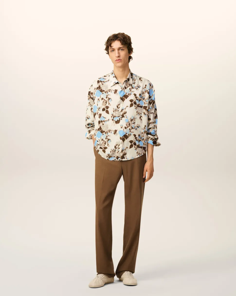 Chemise Bleue Boxy Bleue Imprimé Fleuris