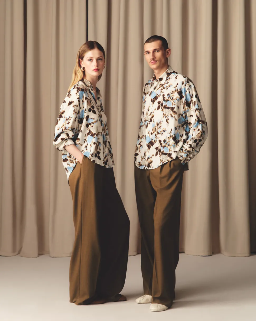 Chemise Bleue Boxy Bleue Imprimé Fleuris