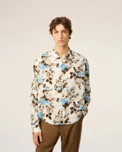 Chemise Bleue Boxy Bleue Imprimé Fleuris