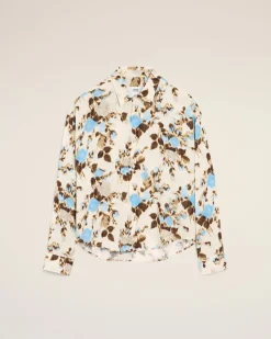 Chemise Bleue Boxy Bleue Imprimé Fleuris