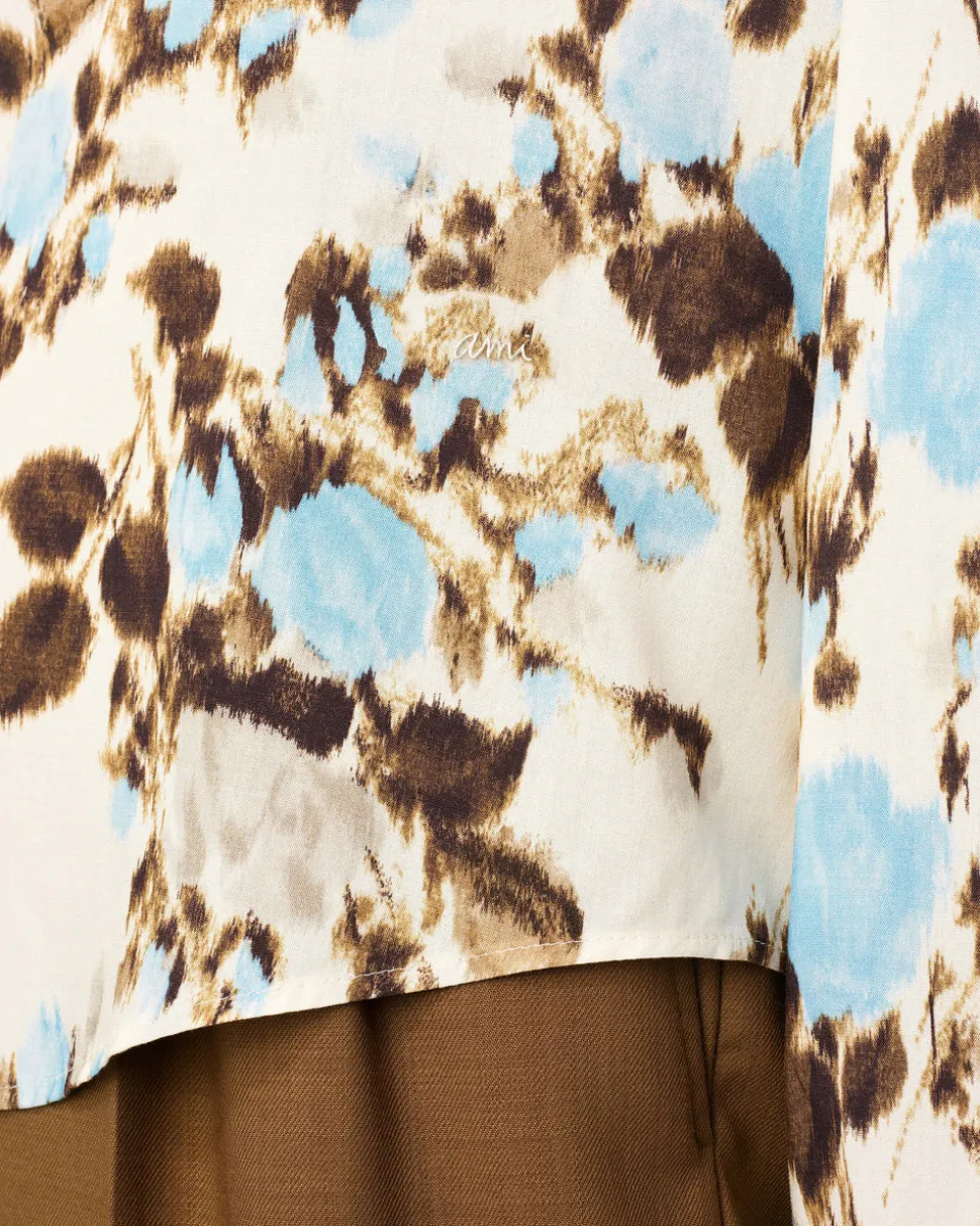 Chemise Bleue Boxy Bleue Imprimé Fleuris