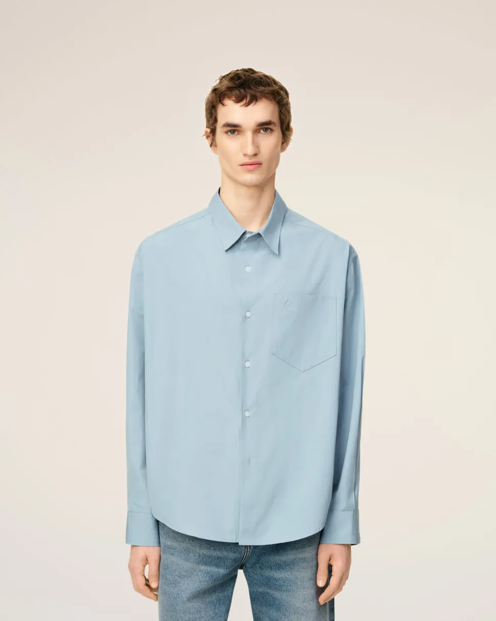 Chemise Bleue Boxy Embossée Ami de Coeur En Coton