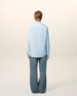 Chemise Bleue Col Boutonné Ami De Coeur En Coton