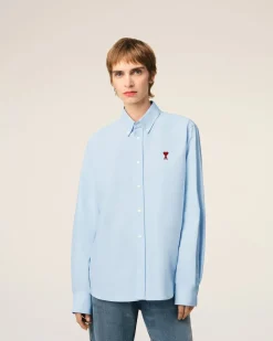 Chemise Bleue Col Boutonné Ami De Coeur En Coton