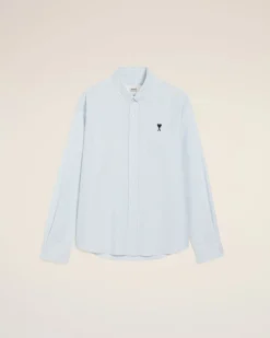 Chemise Bleue Col Boutonné Ami De Coeur En Coton