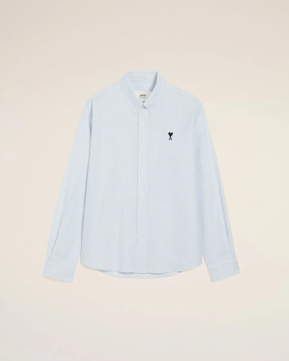 Chemise Bleue Col Boutonné Ami De Coeur En Coton