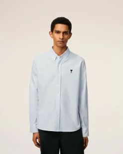 Chemise Bleue Col Boutonné Ami De Coeur En Coton