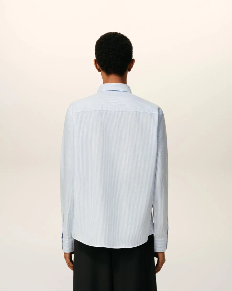 Chemise Bleue Col Boutonné Ami De Coeur En Coton