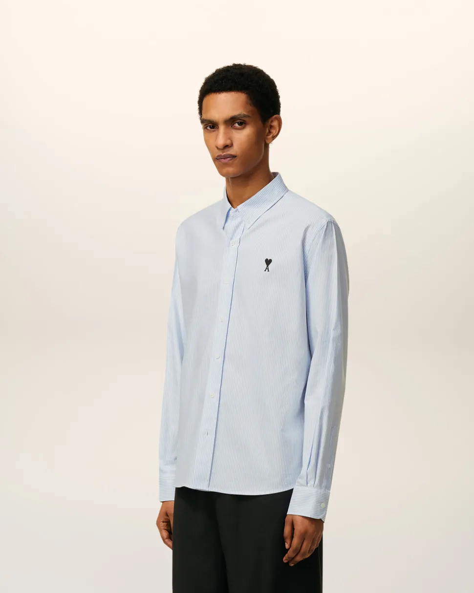 Chemise Bleue Col Boutonné Ami De Coeur En Coton