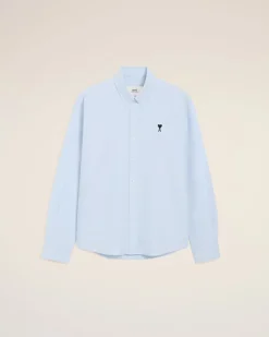 Chemise Bleue Col Boutonné Ami De Coeur En Coton